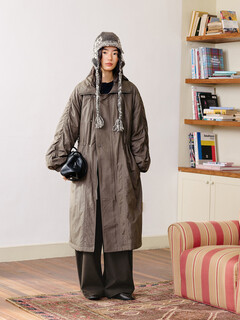Octopusme octopus home 10/31 new at 20:00, long windbreaker style cotton coat for women, gray coffee color m