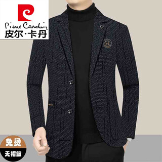 Шерстяной костюм pierre cardin, мужской осенний новый деловой повседневный костюм среднего возраста, мужской однотонный пиджак среднего возраста, вязаный черный серый l 175