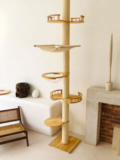 实木新式通天柱猫爬架猫窝猫树一体不占地太空舱大型猫别墅猫玩具 定制咨询客服