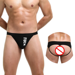 Arjenkroos letter print men's underwear cotton comfortable sexy men's underwear men's factory thong black s