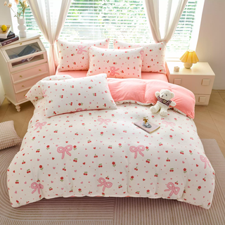 Yong huan customized children's kindergarten milk velvet quilt cover single piece 120150 baby baby coral velvet quilt cover 1.5m cherry conclusion-1.2m bed three-piece quilt cover 150x200cm