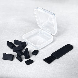 Litian usbtypec mobile phone charging port dust-proof plug, silicone flow plug, car on-board appliance seal, tv computer, usb+type-c black, 5 pieces each, free storage box, small brush