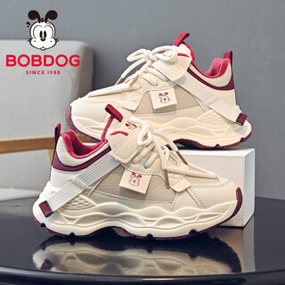 Bobdog children's shoes, girls' winter velvet warm running shoes, comfortable and versatile children's sports shoes 106555098m/zoran red 34