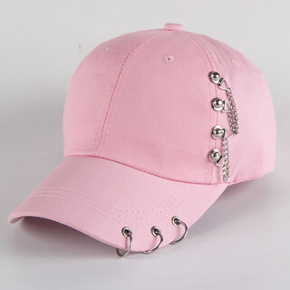 Hat summer women's trendy korean version versatile outdoor fashion baseball cap student couple travel leisure sun protection peaked cap for women double chain = pink adjustable