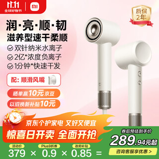 Mijia high-speed water ion hair dryer xiaomi home constant temperature hair dryer negative ion quick drying and moisturizing maintenance send girlfriend birthday gift national subsidy moonlight white