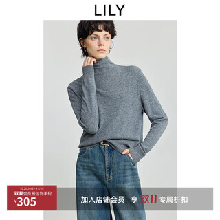 Lily 100% wool 2025 winter new style half turtleneck solid color versatile temperament commuter sweater sweater tops for women 505 light gray s