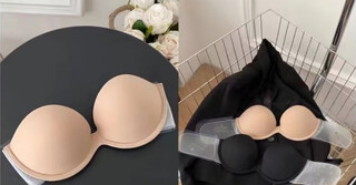 Invisible magic breast paste women's seamless cup face large breast strapless small breast push up underwear wedding dress champagne skin s 32/70abc