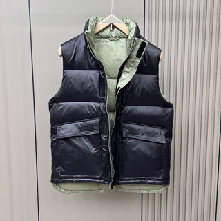 Zailu winter new down jacket vest men's workwear stand collar waistcoat casual warm slim vest white duck down black m
