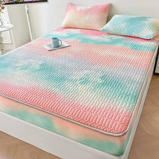 Yusenyi latex mat three or four piece summer season ice silk sheets single baby air conditioning mat washable 20 12-sky sunset class a antibacterial machine washable 180x200c