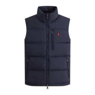 POLO SPORT美国秋冬季新款白鸭绒马甲立领刺绣防风保暖休闲羽绒保罗马甲 宝蓝色 L 140-160斤