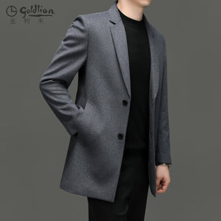 Goldlion wool high-end 2025 new wool wool suit jacket men's mid-length business fashion suit collar jacket men gray l 175