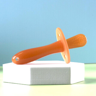 Jingqiao baby teether teething stick oral desire period 0-3-6 months and over bite silicone toy baby anti-eating hand artifact brown teether teething stick