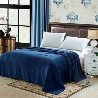 Yusenyi flannel four seasons solid color coral fleece blanket sheets upgraded flannel air conditioning blanket dark blue 70cmx100cm knee blanket