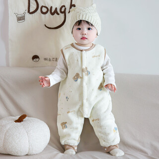 Baby overalls for baby girls, velvet winter one-piece autumn and winter early autumn style outer wear, double-sided warm velvet, coffee color, 90cm 18-24 months, weight 21-25jin jin is equal to 0.5 kg
