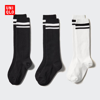 Uniqlo children's clothing boys and girls high socks/3 pairs of socks college style 25 spring and summer new style 479103 09 black 2-4 years old /s/m/16 20 cm (kid)