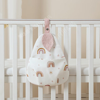 Baby crib hanging bag hanging basket bedside storage bag children's multifunctional washable diaper storage bag bedside storage bag leaf rainbow hanging bag