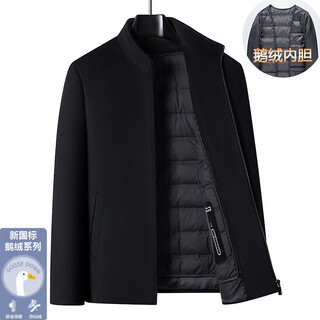 Montagut winter short cashmere jacket men's business goose down lining wool coat stand collar middle-aged woolen coat black 6213 stand collar zipper style s 165
