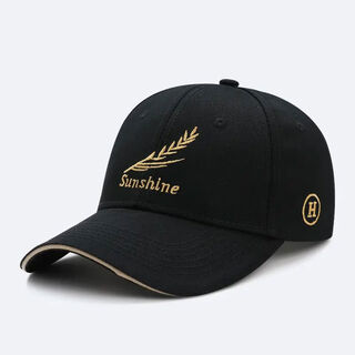 Hat men's baseball cap spring and autumn new casual outdoor sports peaked cap trendy brand women's fashion wheat ear hat golden wheat ear-black adjustable