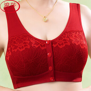 Langsha (langsha) big red bra for middle-aged and elderly people, unbuttoned in the year of the horse, pure cotton to close the secondary breasts, zodiac year, qiji red, beautiful back mother's bra