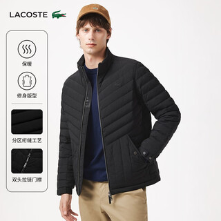 Lacoste french crocodile men's 25 autumn new v-shaped partition quilted goose down jacket | bh2550 031/black s 46