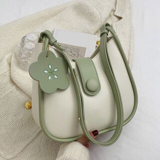 Versatile ins crossbody bag for women 2024 new trendy fashion korean style bucket bag french niche contrasting color armpit bag green
