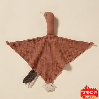 Jingmengyuan crumpled cloth soothing napkin baby can chew the doll sleep baby put to sleep pure cotton gauze little swan hand puppet rouge red (goose) 1 piece