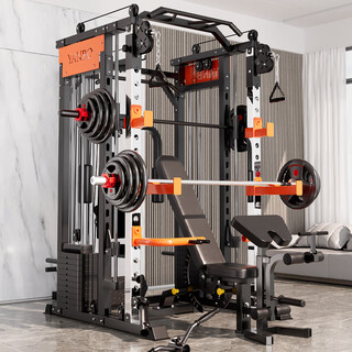 Yanbo (yanbo) smith machine home multi-functional comprehensive trainer fitness equipment gantry bench bench press rack squat rack commercial black orange + 100kg bell plate + bench press bench installation included