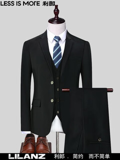 Less is moreless is ore lilang men's suit suit business slim suit three-piece groomsman groom wedding black m