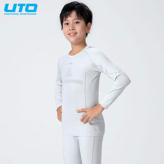 滑雪速干衣儿童保暖功能内衣男女童运动内衣排汗冬季秋衣套装 银白-助能款 130