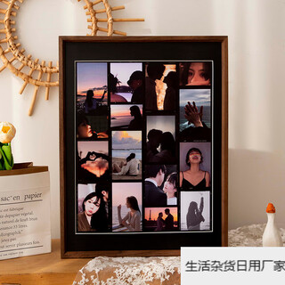 Impression space diy photo frame wall hanging couple wedding photos a4 frame handmade commemorative gift black walnut + black no. 1 cardboard medium 24 inches wall hanging inner diameter 45.4*60.6+25 photos