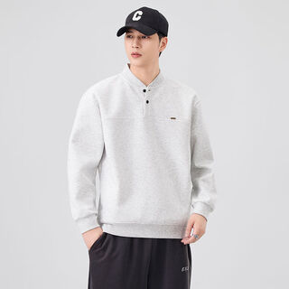 Xiaohongshu's popular xiaohongshu's popular sweatshirt for men in spring and autumn heavyweight henry collar bottoming shirt loose trendy splicing light gray m mm120jin jin is equal to within 0.5 kg