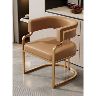 Yusenyi stool girls' bedroom dressing stool manicure chair customer chair a style light brown titanium plated chair frame