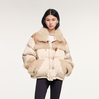 Uooyaa/wuya 2025 winter sad bear tuscan shearling patchwork bread down jacket khaki s