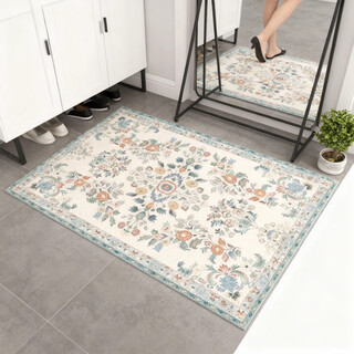 Oulens floor mats, floor mats, bedroom entrance door mats, bathroom toilet floor mats, kitchen living room carpets, washable and cutable, monica-green 80cm*50cm, wear-resistant and dirt-resistant丨velveteen style