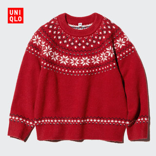 Uniqlo children's clothing boys and girls souffle yarn souffle sweater long-sleeved sweater 480865 15 coral red 160