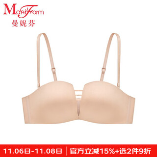 Maniform comfortable and sexy strapless bra soft steel ring push-up bra women's soft support underwear bra 20812290 110 skin color 80c (medium thin)