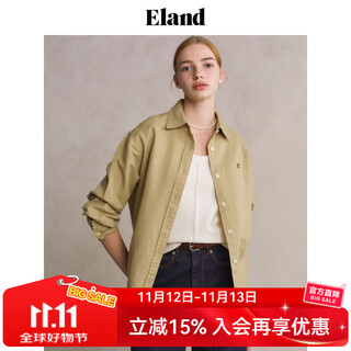 Eland french linen oxygen sense shirt women's long-sleeved inner wear 2025 summer new light khaki (35) eeywf23e01 s /160