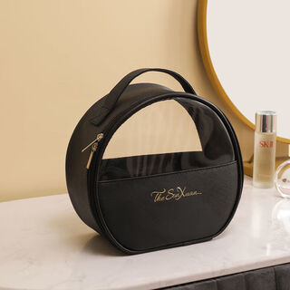Internet celebrity cosmetic bag large capacity pvc portable travel transparent semicircular ins style toiletry bag cosmetics storage bag black square small