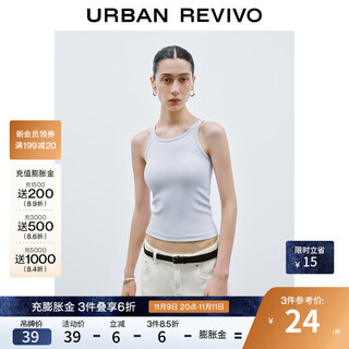 Ur2025 autumn new women's clothing simple casual versatile short slim sleeveless t-shirt uwb450047 pink blue s