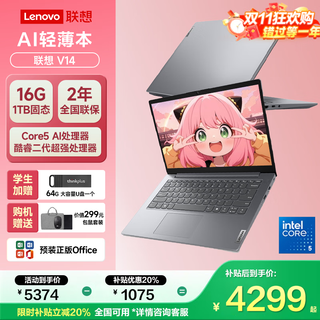 ThinkPad联想ThinkBook 14+ 2025标压酷睿补贴20%高性能轻薄本 可选扬天设计商务办公大学生游戏笔记本电脑 25款酷睿5 16G内存 1TB固态 V14 独显级显卡 精装升级 全