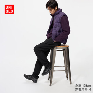 Uniqlo pantalones elásticos para hombre/pantalones casuales con forro polar estilo extendido 25 otoño e invierno nuevo estilo 479373 09 negro s /165/72a