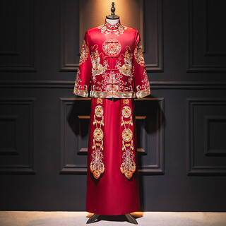 Roar uthaug men's embroidered kimono 2025 new chinese style groom's suit wedding dress slim dragon and phoenix dress men's embroidered kimono large size red 2103 s