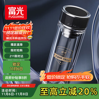 Fuguang antibacterial glass double-layer high borosilicate tea cup tea separation cup car water cup for men and women 400ml