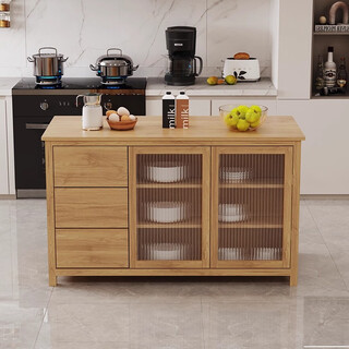 Dingju brand new chinese solid wood slate sideboard kitchen island storage cabinet movable meal preparation table small apartment cooking table pine model 100*60 height 80cm customized