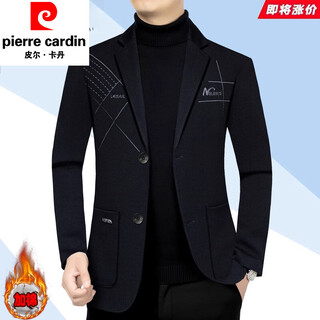 Pierre cardin casual suit jacket for middle-aged men 2025 spring and autumn new style suit spring and autumn daddy top black 711f cotton men's xl 180 suitable for 135--155jin jin equals 0.5 kg