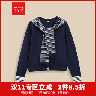 Ief/aiyifu 2025 new autumn style small fresh pullover wool sweater women's fashion versatile long-sleeved sweater navy l