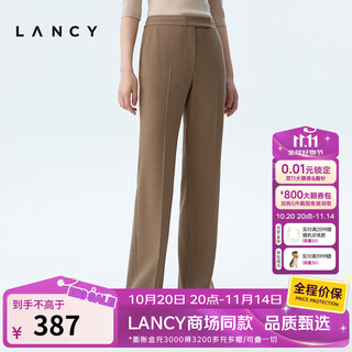 Lancy/lancy spring new style boot-cut trousers high-waisted houndstooth suit pants for women retro fashion professional dark beige xl