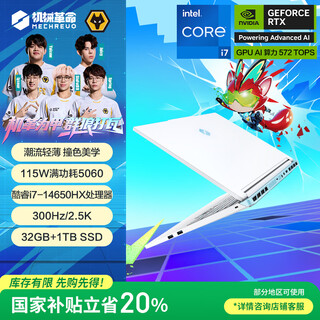 Mechanical revolution national subsidy 20% aurora x trendy edition core i7hx gaming laptop (i7-14650hx 32g 1t rtx5060 300hz white)