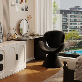 Menile swan chair home light luxurious makeup stool girls bedroom dressing rotating lift makeup chair computer chair black skin friendly towel velvet