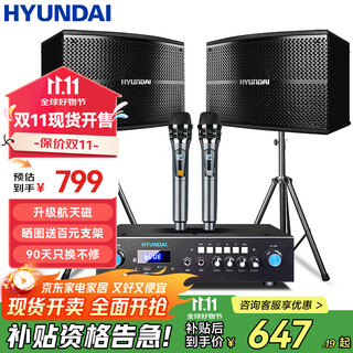 Hyundai modern home theater ktv audio set home karaoke tv living room conference room karaoke full set of professional high-power amplifier shop card package speaker equipment